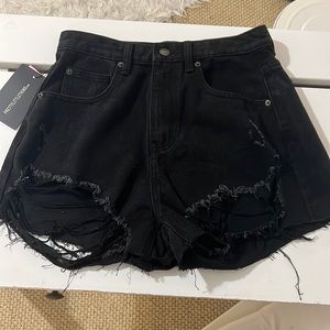 PrettyLittleThing Distressed Black Shorts US 6/UK 10